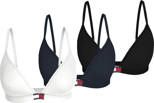 Tommy Hilfiger Brassières Lot de 3 Femme Triangle sans Rembourrage, Multicolore (Black/Navy Rib/White), M