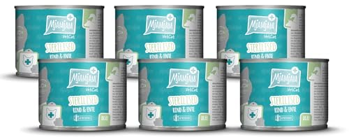 MjAMjAM VetCat - Premium Nassfutter für Katzen - Diät - Sterilised - Rind & Ente, 6er Pack (6 x 200g), getreidefrei
