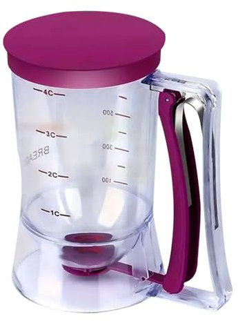 Dispenser manuale per pastella per pancake, frullatore manuale per pancake e cupcake, dispenser per impasti da 900 ml con funzione di agitazione, erogatore manuale per pancake, pancake, cupcake