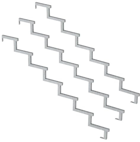 3er Set Stahl Treppenwange 7 Stufen - Option für Setzstufen-Höhe 119cm