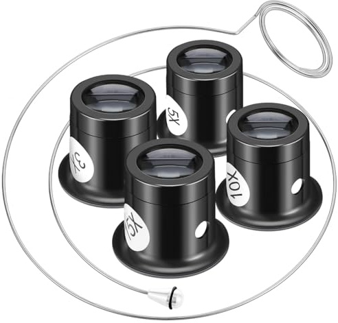 Healvian Lupa de montaje de cabeza con aros de acero joyero lupa de cristal ligero portátil para relojeros reparación de joyas y trabajos finos