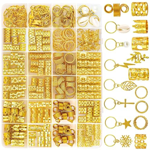 Fcnjsao Goldene Geflecht Clip Haarperlen Losen Spulen Haarclip Dreadlock Perlengeflecht Ringe Haarringe Haarschmuck Für Geflecht