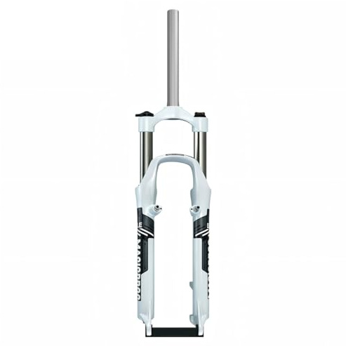 Mountainbike-fjädergaffel 26 Tum MTBrakt Rör Framgaffel 100 Mm Fjäderväg 1-1/8 Rakt Rör QR 9 X 100 Mm Skivbroms V-broms Cykelgaffel Manuell Låsning(White grey)
