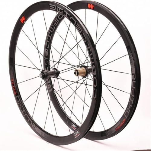 700C * 23C-25C-28C Fahrrad-Vorder- Und Hinterrad, 40 Mm Tiefe, Drahtreifen-Carbon-Rennrad-Laufradsatz, V/C-Bremsfelge, Abgedichtetes Lager for 8 9 10 11 Geschwindigkeiten(Black)