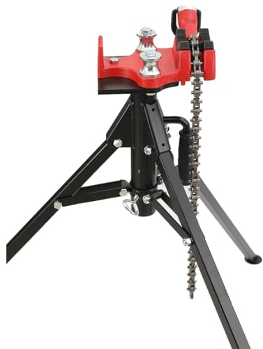 Lfhelper Foldable Tripod Pipe Chain Vise Stand for Steel, Copper and PVC Pipes, Supports 1/8–5 Inch Pipe, Anti-Slip Chain, Built-in Benders for Cutting and Assembly Tasks