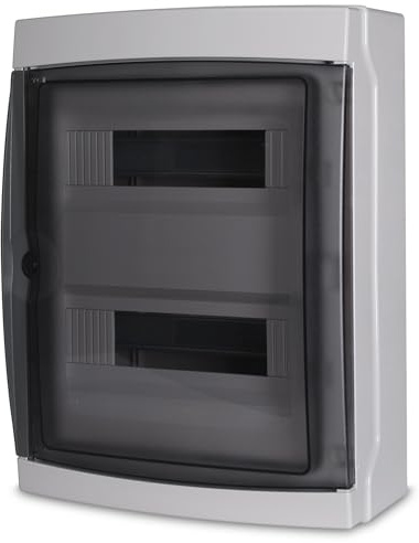 Centralino Da Parete Da 24 Moduli, 305x400x140mm, IP65 Da Esterno, Bianco RAL 7035, Ideale Per Installazioni Elettriche Domestiche e Industriali