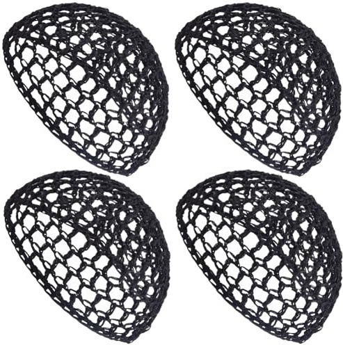 CABODYALS 4 pieza de Gorro de Red para Peluca, Ajustable, de Ganchillo, Trenzado, Tejido de Red, Redecilla de Poliéster Negra, Hueca, Transpirable, Adorno para Sombrero para Mujer, para Dormir, Ducha,