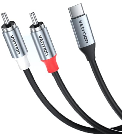 VENTION USB Type C to 2 RCA Audio Cable USB C RCA Cable 2rca Jack Stereo Adapter Cable Dual Cinch Plug Y Cable for Home Theater Amplifier DVD TV Speaker Hi-Fi Laptop (2M/6.6ft)