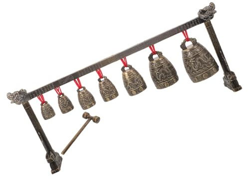 Milisten Antikes Chinesisches Glockenspiel Instrument mit Sieben Runden Glocken Handgefertigt Dekorativ und Kompakt Verbessert Koordination Harmonische Klänge für Zuhause und Büro
