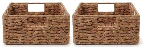 Natürlicher Aufbewahrungskorb aus Wasserhyazinthe – Handgeflochten, rechteckig | Stilvolle Ordnung für Zuhause | 28 × 28 × 11 cm (2)