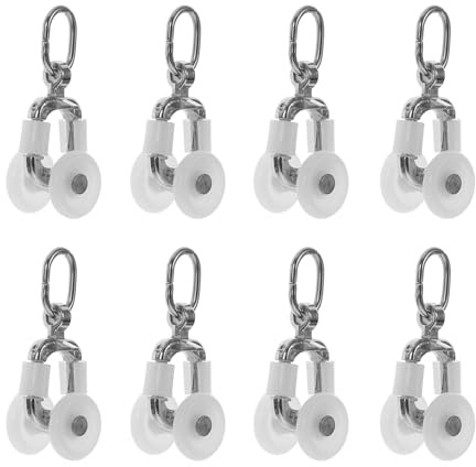 NUOBESTY Lot de 20 Roulettes de Guidage Silencieuses pour Rails de Rideaux, Roues Coulissantes en Plastique et Acier Inoxydable, Compatibles pour Fenêtres, Placards et Portes Coulissantes