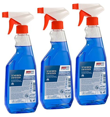 Eurolub, deghiacciante per parabrezza, 3 flaconi spray con nebulizzatore da 500 ml l'uno