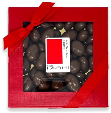 Rita Farhi Milk Chocolate Coated Raisins in a Luxury Gift Box Chocolate Coated Fruit 250g - Palm Oil Free