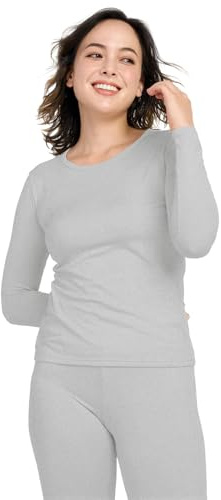 LAPASA Dam fleece termoundertröja, termounderkläder överdel funktionella underkläder lätt/varm/extra varma (Thermoflux L15/L39/L42), L39 ljusgrå melerad, L
