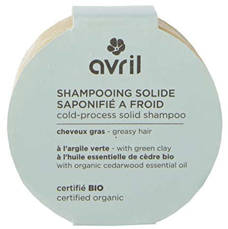 Avril - Shampooing Solide Saponifié à Froid, Cheveux Bio - 100% d'Origine Naturelle - Produit Vegan, Certifié Bio Ecocert - Fabriqué en France (Cheveux gras)