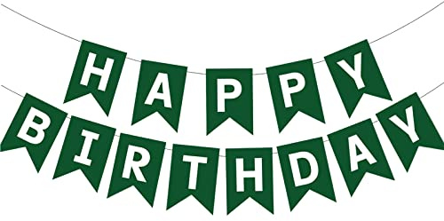 GLASNES Green Happy Birthday Banner Birthday Party Supplies for Adult Boy Girl