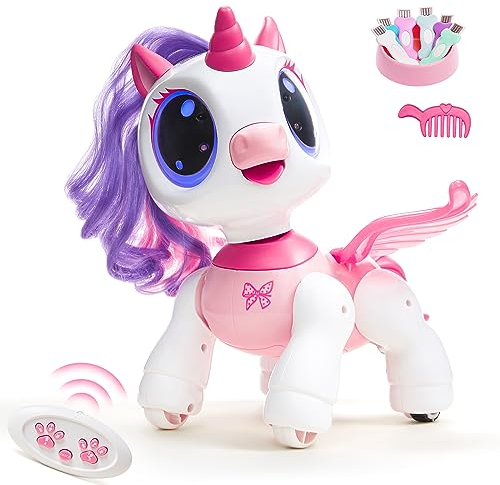 SGILE Roboter Kinder, Einhorn Geschenke für Mädchen, Ferngesteuertes Einhorn Spielzeug mit LED-Augen und Musik, Programmierbarer RC Roboter mit Gestensteuerung für Kinder Geburtstag 3 4 5 6 7 8 Jahre
