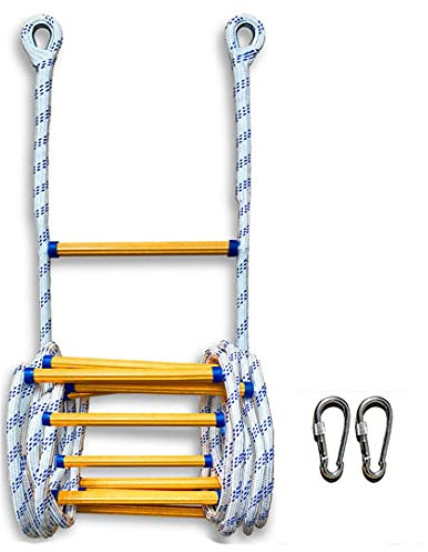 FairUo Escaleras de Emergencia Del Fuego Escape Escalera de Cuerda de 2 Pisos Casas, en 1-10 Historia de Windows, Antideslizante Escaleras de Mano Cuerda de Seguridad, con el Gancho Carabins Peso de H