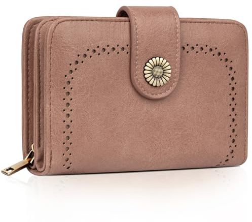 TEUEN Geldbeutel Damen Große Kapazität PU Leder Vintage Portemonnaie Brieftasche Geldbörse Mittelgroß mit RFID-Blockierung und Mehreren Fächern Frauen