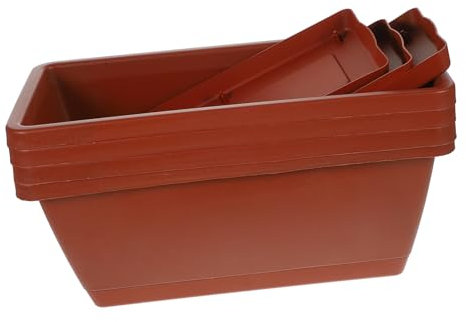 INOOMP 4er-Box Rechteckiger Blumentopf Kleine Bonsaischale Pflanztopf Aus Kunststoff Sukkulenten-pflanztöpfe Blumenkästen Mit Untertassen Luftpflanzenschale Plastikblume Büro Quadrat