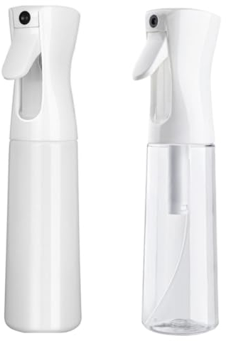 Misto Continuous sprayflaska med ultrafin dimma – 200 ml (7,8 oz) för hår, hemrengöring, salonger, växter, aromaterapi och mer – hårsprayflaska, frisörtillbehör (2-pack)