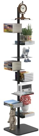Nynelly Metallregal mit 9 Ebenen, Bücherregal, DVD-Rack, schmales Eckregal für Wohnzimmer, Arbeitszimmer, Schlafzimmer