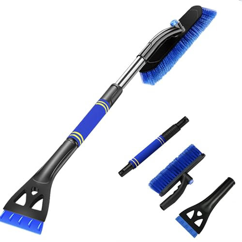 Larilotte Grattoir à Glace et Brosse à Neige pour Voiture (2 en 1) Facile à Assembler, Degivreure Vitre pour Pare Brise de Hiver, Pelle à Glace et Neige Détachable Adapté aux Camions et SUV