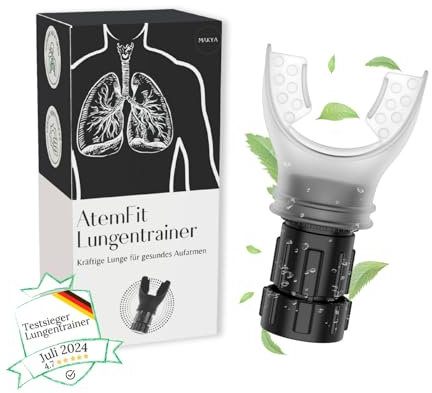 Makya – AtemFit Lungentrainer & Breathing Trainer – Weiss – Atemübungsgerät zur Lungenreinigung & Regeneration – Perfekt für Raucher & Ex-Raucher – Anpassbarer Widerstand – Starke & gesunde Lunge
