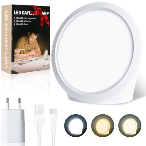 Mucek Tageslichtlampe, Tageslichtleuchte 10000 Lux Tageslicht, Tageslichtlicht mit 3 Farbtemperaturen 5 Helligkeitsstufen Sonnenlicht Lampe Vollspektrumlampe UV-freie LED