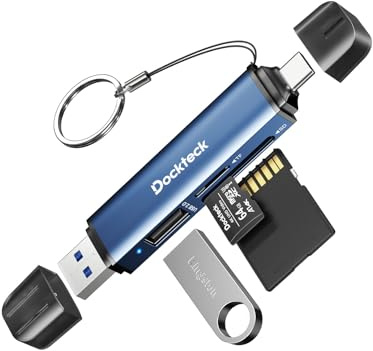 Dockteck SD Card Reader, 3-Slot USB A/C to Micro SD Card Adapter USB3.0 | 5Gbps, OTG Support, Memory Card Reader for UHS-I SD/Micro SD/SDHC/SDXC/MMC, Plug&Play, Sd Kartenleser for Macbook iPhone