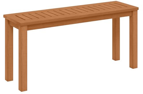 COSTWAY Gartenbank wetterfest, 2-Sitzer Sitzbank ohne Rückenlehne, Holzbank bis 150 kg belastbar, Parkbank aus Massivholz, Balkonbank, Bank für Garten, Balkon, Terrasse, 100 x 30 x 47 cm