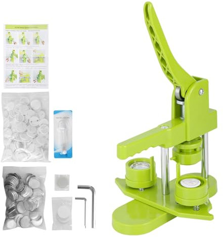 Knappmaskin, 25 mm Button Maker, maskin med 100 knappdelar, bild och cirkelskärare, push-pull press-bricka för gör-det-själv, presenter, pintillverkare, knapptillverkning