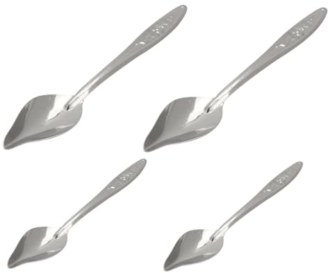 CVUTOVO 4 Cucharas de Acero Inoxidable Diseño Especial de Cabeza Tamaños S y L para Alimentar Loros y Periquitos para Uso en Casa o Tienda de Mascotas
