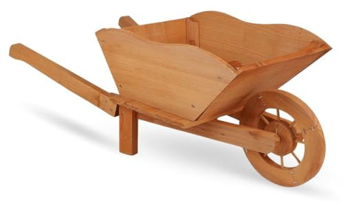 MEHRU Decorative Wooden Garden Wheelbarrow Planter, Wooden Ornamental, Large Flower Display Cart, Wheelbarrow Flower Planter, Outdoor Wagon wheelbarrow planter, Outdoor Decoration Planting Pot.