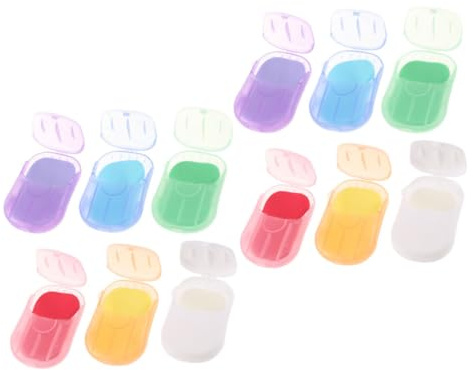 EXAOMBLE 12 Cajas de Hojas de Jabón Portátil para Viajar Aroma Refrescante, Papel de Jabón para Camping y Senderismo, Material PP, Práctico y Compacto