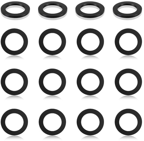 16 Pcs Flat Silicone Washer 1-1/2 Inch OD x 1 Inch ID x 1/8 Inch Thickness, Black Silicone Gasket Heavy Duty Sealing Spacer Gasket Ring for Faucet Screws Home Appliances