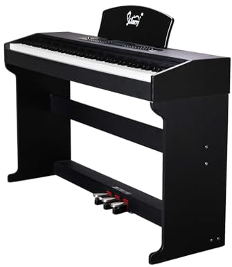 Glarry Digital Piano 88 Weighted Keys, 88 Key Keyboard Fully Weighted for Beginner, Full Size Electric Keyboard Piano with USB/MIDI, Record, LCD, 3 Pedals, Dual Stereo Speakers, Upright Stand (Black)