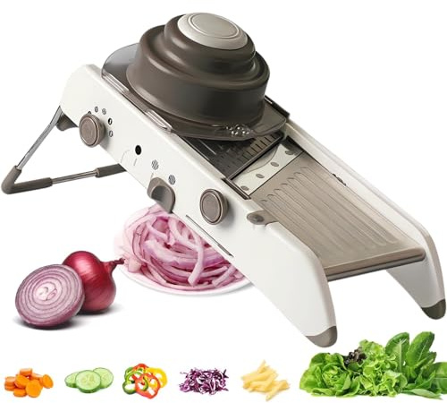 All-in-One-Gemüseschneider Verstellbar, Multifunktionaler Gemüsehobel Verstellbar mit Eingebauter Klinge aus Edelstahl für Präzises Schneiden, als Gemüsehobel, Mandoline Slicer oder Kartoffelhobel