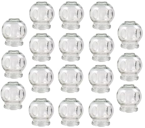 Set di coppette in vetro, coppette per il fuoco, massaggio sottovuoto per il rilassamento muscolare e il sollievo dal dolore, coppettazione Hijama Hacamat, terapia, Cupping Banki (18 pezzi, 9 cm)