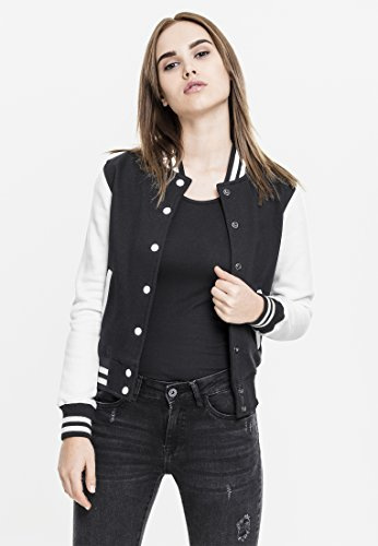 Urban Classics Damen Ladies 2-Tone College Sweatjacket, Blk/White, XS, TB218