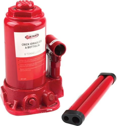 Start Crick Idraulico A Bottiglia 8T - Compatto E Resistente Per Emergenze | Sollevamento Fino A 8 Ton | Altezza Regolabile
