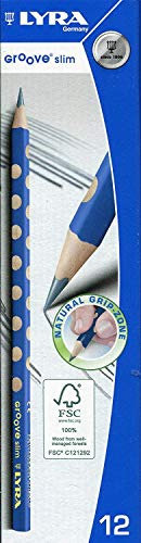 Lyra L1760100 Groove Slim Crayons Graphite de haute qualité Grip ergonomique Idéal pour les enfants et les adultes, Grade HB, (plomb : 2,8 mm (12 crayons inclus)