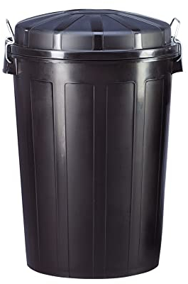 Cubo Industrial con Tapa 95 litros – Plástico Resistente, Asas Metálicas Ergonómicas, Color Negro, 55x55x67 cm – Ideal para Industria, Limpieza y Hostelería | Denox