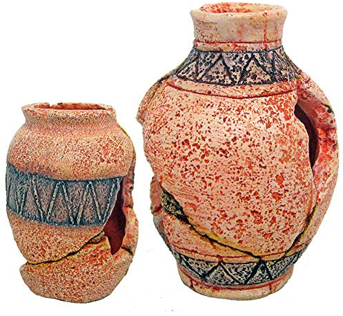 Amtra Deko Vaso Egizio Decorato Medio - Soggetti assortiti - Decorazione in resina atossica per Acquari, Accessorio ornamentale subacqueo, Decorativo nascondiglio, Dipinto a mano, Dimensione 9*7*7 cm