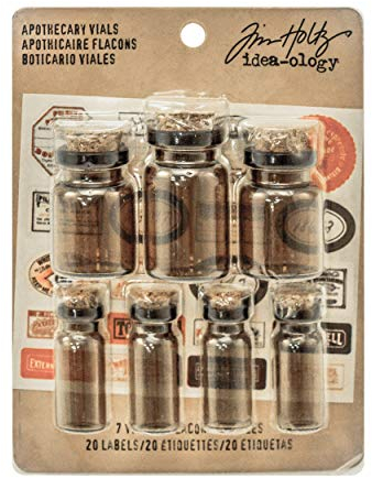 Advantus TH93302 Idea-Ology Corked Glass Vials-Apothecary Amber with Vintage Labels, Other, Multicoloured