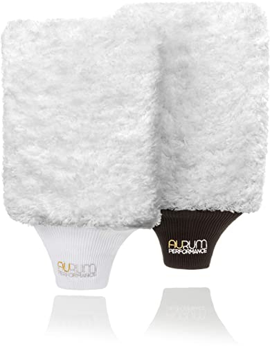 Aurum-Performance® Profi Autowaschhandschuhe aus weicher und saugfähiger Microfaser - Auto Waschhandschuh für schonende und effektive Autopflege (2er Set)