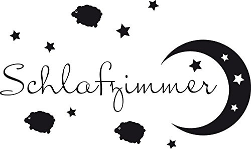 GRAZDesign Wandtattoo Schlafzimmer Türaufkleber mit Mond Schäfchen Sterne | Größe 34x57cm | Klebefolie selbstklebend für Tür - 070 schwarz