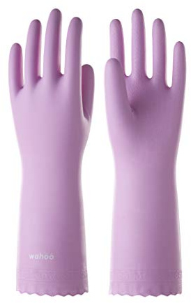 LANON wahoo Skin-Friendly Cleaning Gloves, Dishwashing Kitchen Gloves with Cotton Flocked Liner, Reusable, Non-Slip, Mauve Mist, Medium