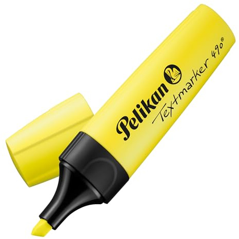 Pelikan Textmarker 490, 1 x Neon-Gelb, 1 Stück, mit Keilspitze