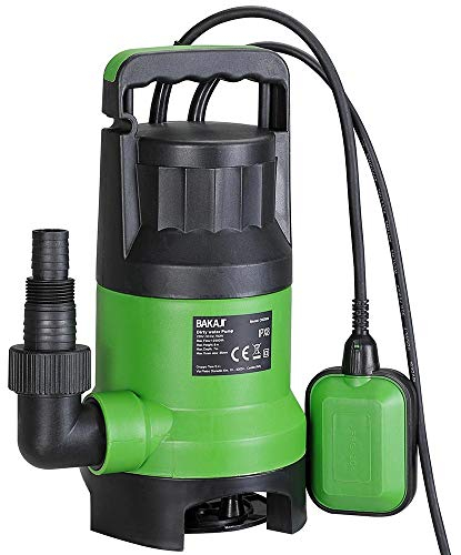 Bakaji Pompa Immersione Elettropompa Sommersa Acque Scure Sporche Potenza 750W Portata 13000L/h Profondità Massima 7 Metri con Fondo Piatto Maniglia per il Trasporto e Cavo 10 metri